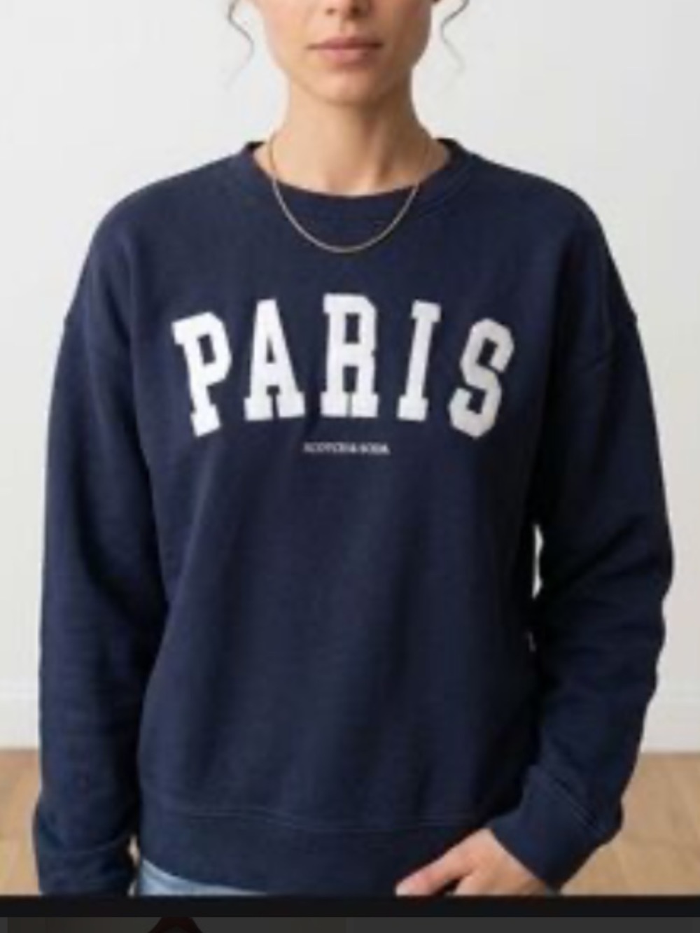 Scotch & Soda Navy Sweatshirt with White PARIS Lettering XSmall